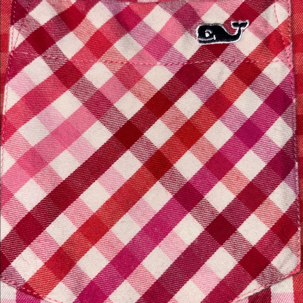 Vineyard Vines Red & Pink Plaid Button Down Shirt, Cashmere Cotton, Size 00, EUC - Picture 7 of 12